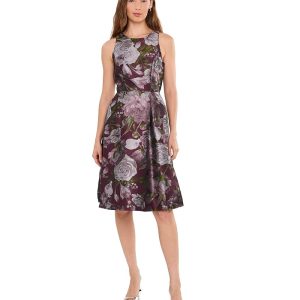 Adrianna Papell Floral Jacquard Short Dress