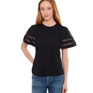 CeCe Short Sleeve Combo Cotton Trim Sleeve