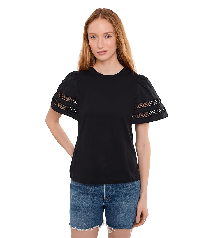 CeCe Short Sleeve Combo Cotton Trim Sleeve