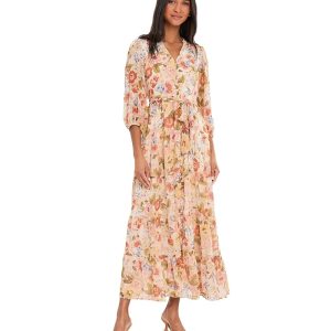 Vince Camuto Three Teir Button Bodice Maxi Dress