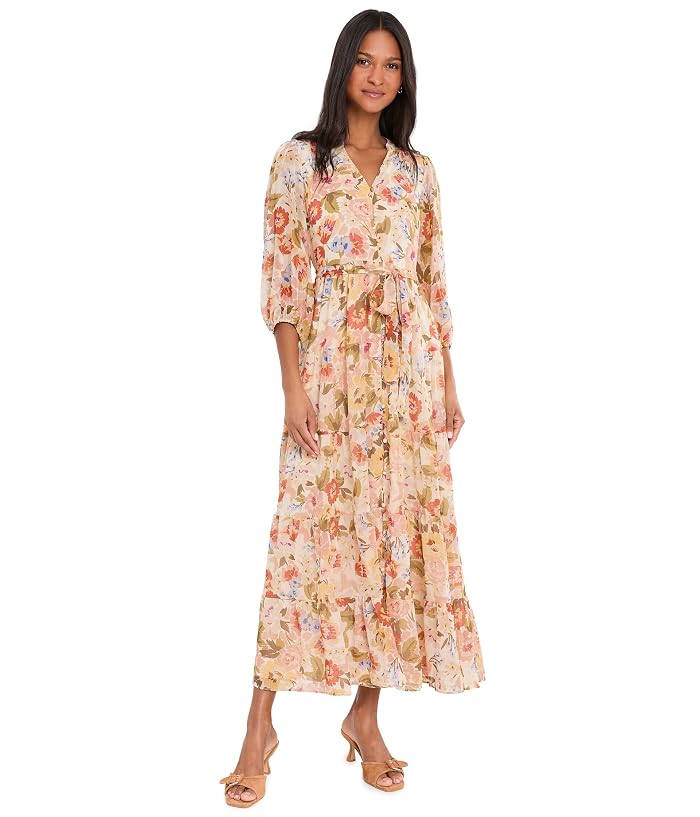 Vince Camuto Three Teir Button Bodice Maxi Dress