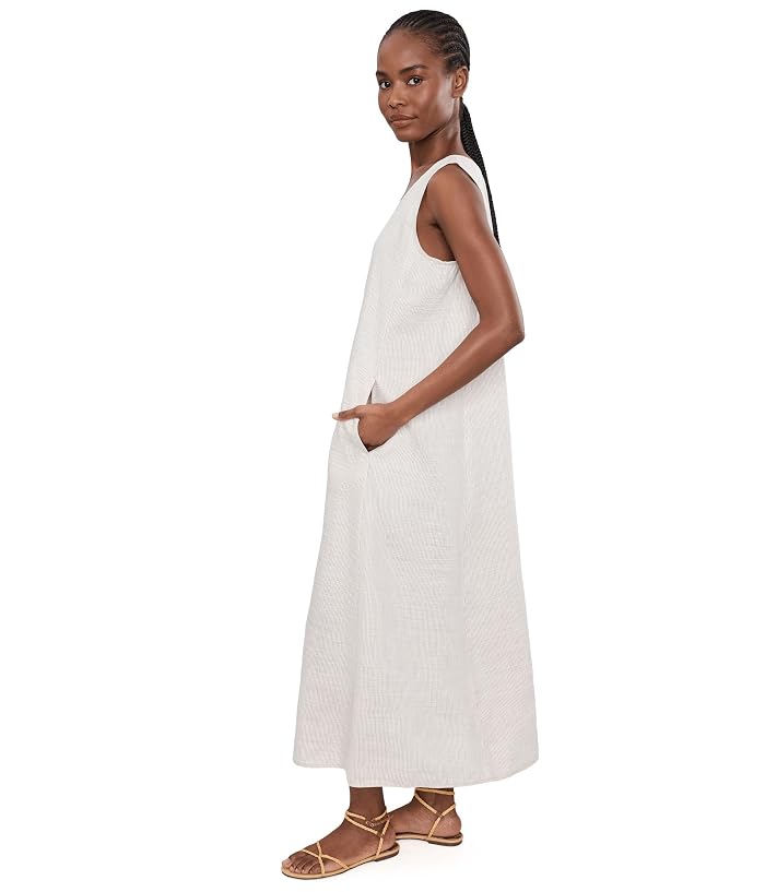 Eileen Fisher Striped Organic Linen Sheen Scoop Neck Dress - Image 3