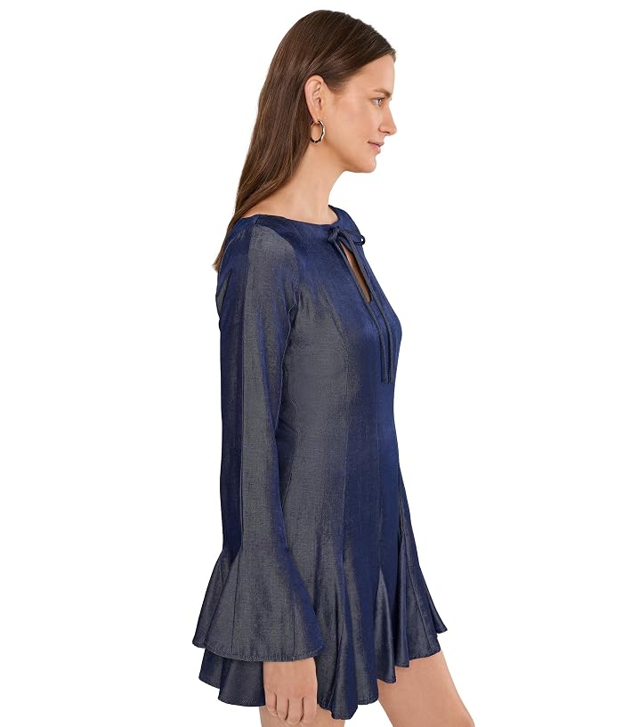 Avec Les Filles Long Sleeve Tie Neck Mini Dress - Image 3