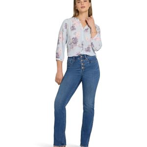 NYDJ Marilyn Straight Fray Hem Jeans in Wild River