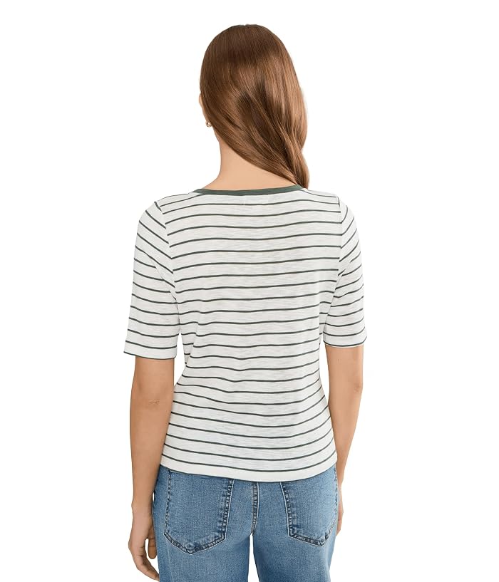NIC+ZOE Petite NZT Elbow Sleeve Stripe Notch Tee - Image 4