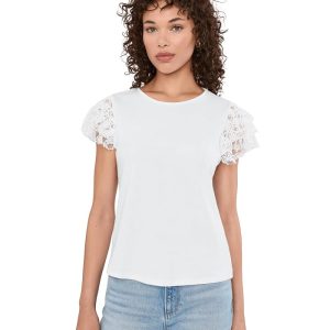 Vince Camuto Crew Neck Blouse W Ruffle Sleeves