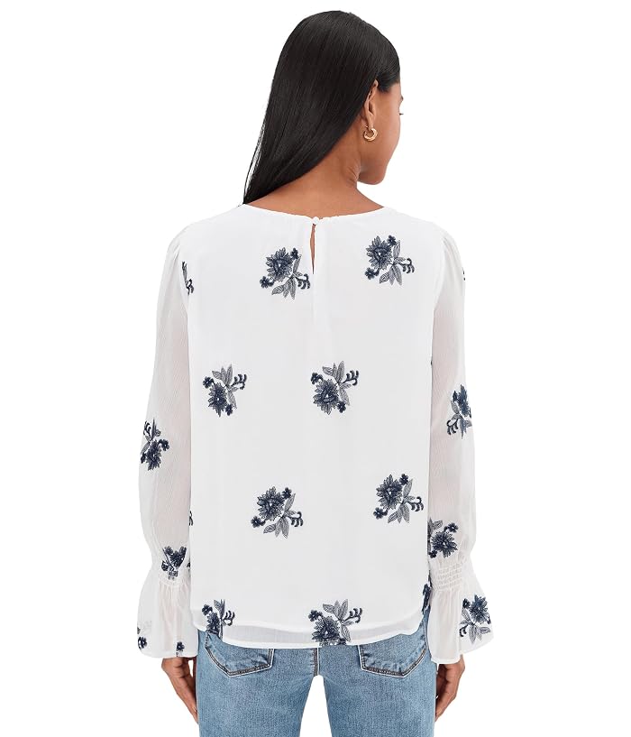 CeCe Embroidered Long Sleeve Smocked Cuff Blouse - Image 4