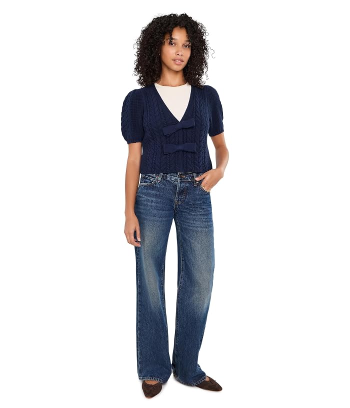 525 america Alexandra All Over Cable Puff Sleeve Bow Cardigan - Image 2