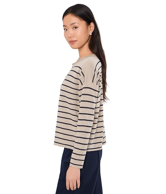 Eileen Fisher Petite Organic Linen Cotton Jewel Neck Sweater - Image 3