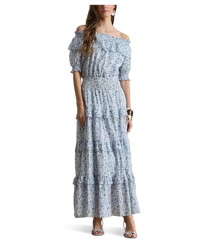 Lauren Ralph Lauren Floral Voile Off-The-Shoulder Dress
