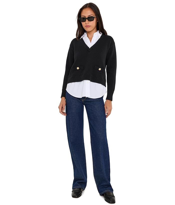 Lauren Ralph Lauren Petite Layered Button-Trim Cotton Sweater - Image 2