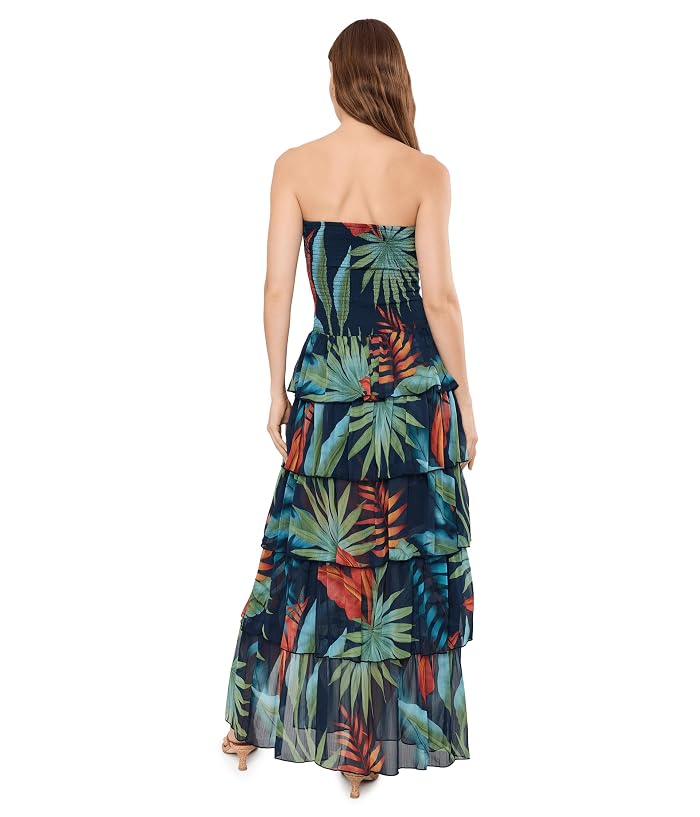 Avec Les Filles Tropical Strapless Tiered Maxi Dress - Image 3