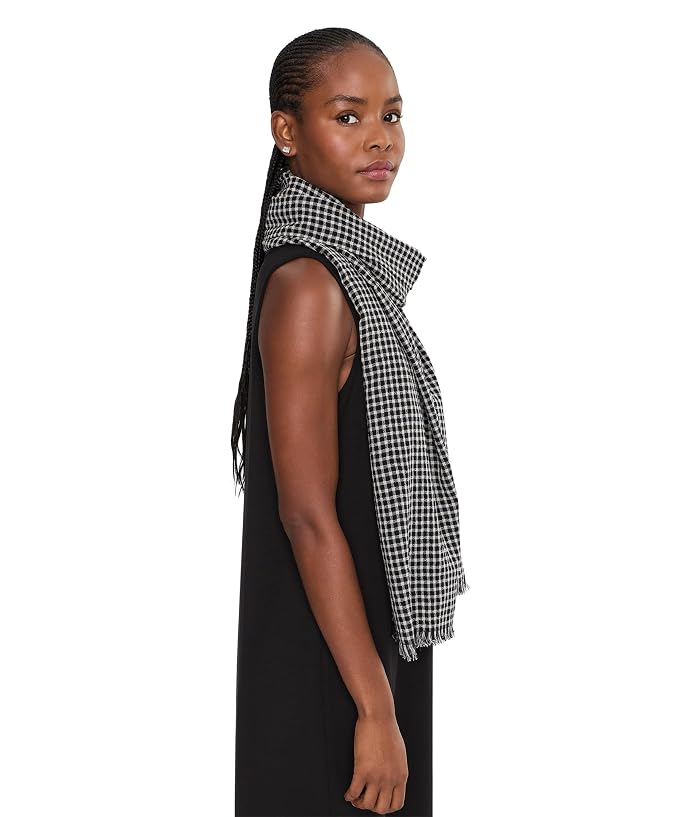 Eileen Fisher Wool Cotton Check Wrap - Image 3