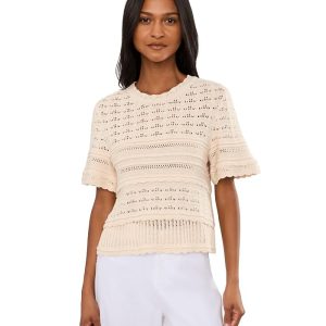 CeCe Multi Stitch Pointelle Sweater