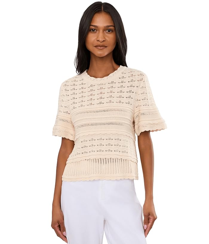 CeCe Multi Stitch Pointelle Sweater