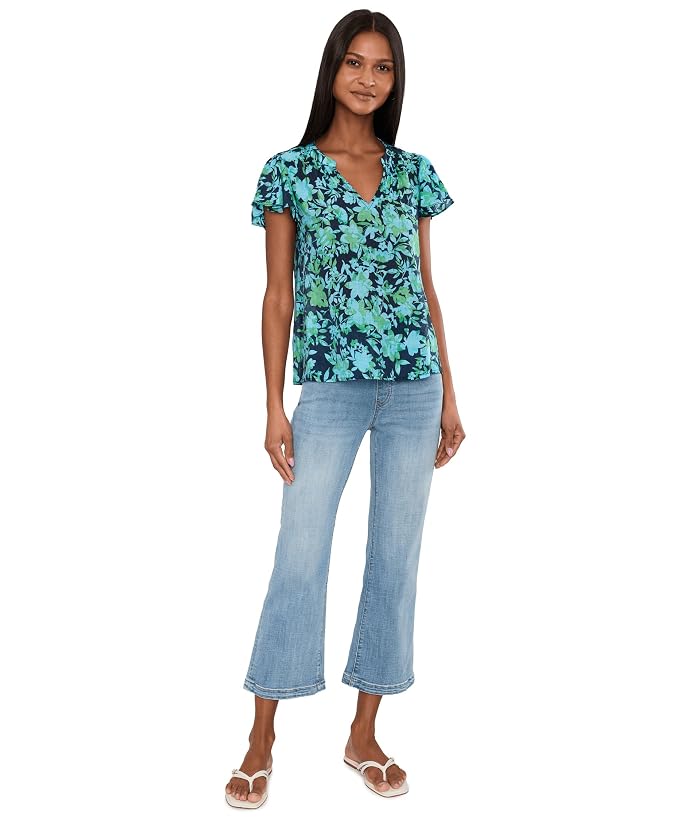 CeCe Floral Shirred Flutter Sleeve Top - Image 2
