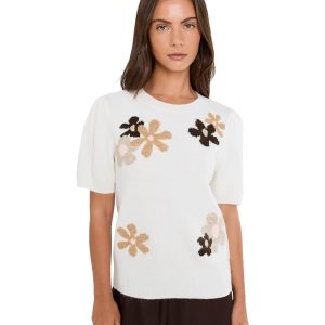 CeCe Short Sleeve Groovy Sweater