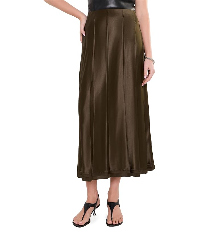 Vince Creased Pleated Skirt w/ Raw Edge Hem