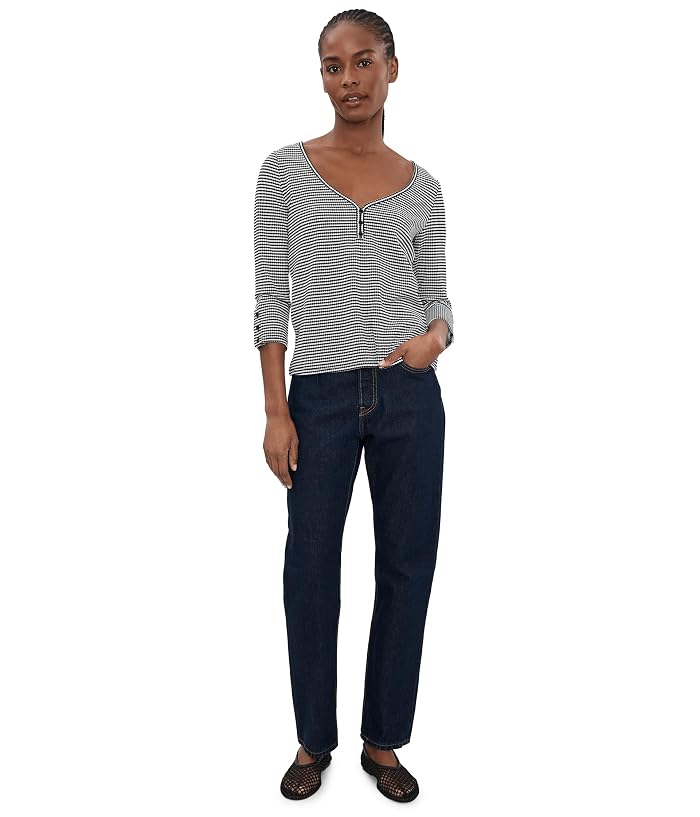 Liverpool Los Angeles Petite Button Sleeve Henley Knit Top - Image 2