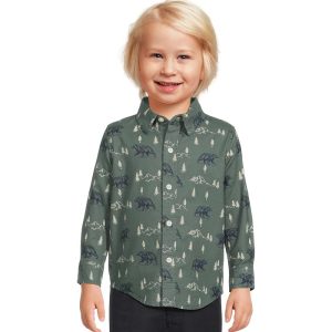 Janie and Jack Printed Twill Button Down Shirt (Infant)