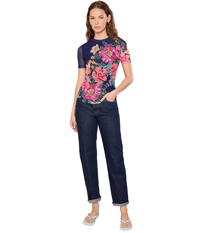 Johnny Was Eleanor Mesh Short Sleeve Tee - Celiora Navy - Image 2
