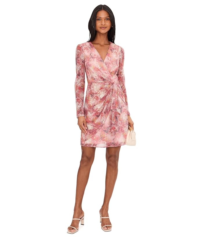 Adrianna Papell Printed Metallic Crinkle Dress - Image 2