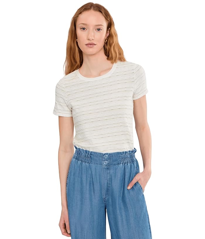 Liverpool Los Angeles Petite Short Sleeve Crew Neck Knit Tee with Rib Trim