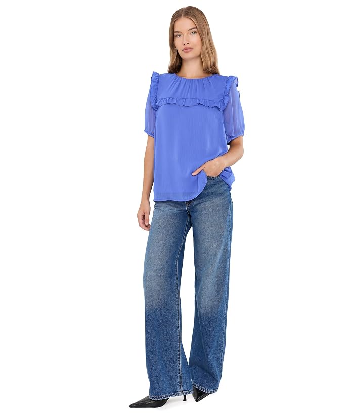 CeCe Elbow Sleeve Blouse with Ruffle Yoke - Image 2