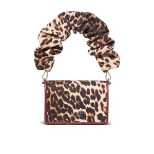 Kate Spade New York Natasha Downtown Leopard Fabric Card Case Crossbody With Scrunch Strap