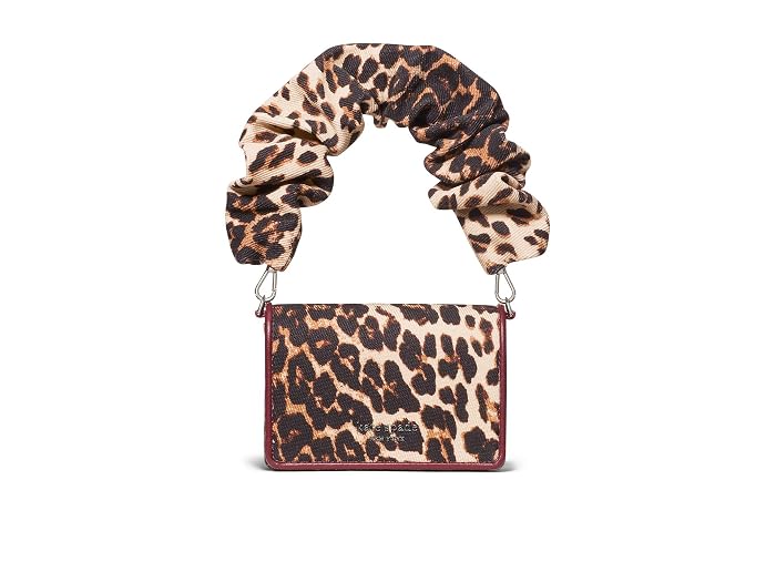 Kate Spade New York Natasha Downtown Leopard Fabric Card Case Crossbody With Scrunch Strap