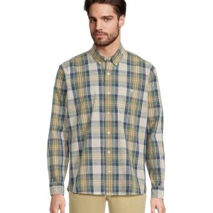 L.L.Bean Comfort Stretch Chambray Shirt Traditional Untucked Fit Long-Sleeve Print