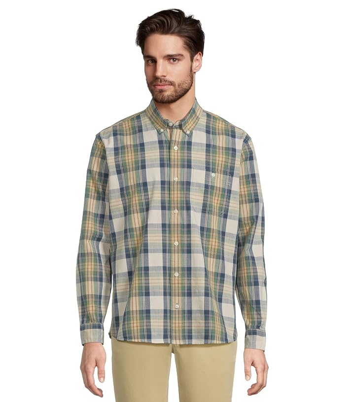 L.L.Bean Comfort Stretch Chambray Shirt Traditional Untucked Fit Long-Sleeve Print
