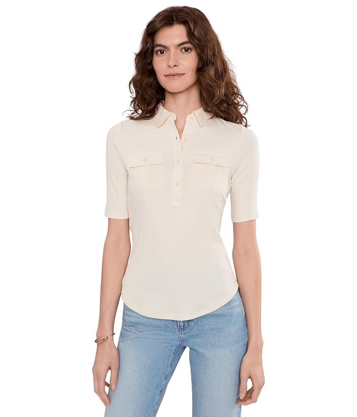 Lauren Ralph Lauren Rib-Knit Elbow-Sleeve Collared Top