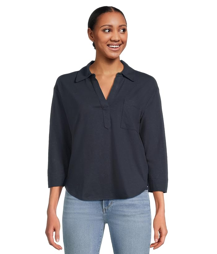 L.L.Bean Cotton Linen Tee Splitneck