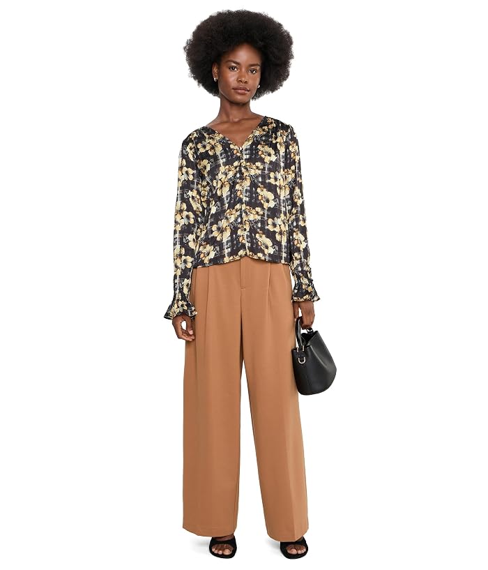 Liverpool Los Angeles Button Front Woven Top w/ Smocking - Image 2