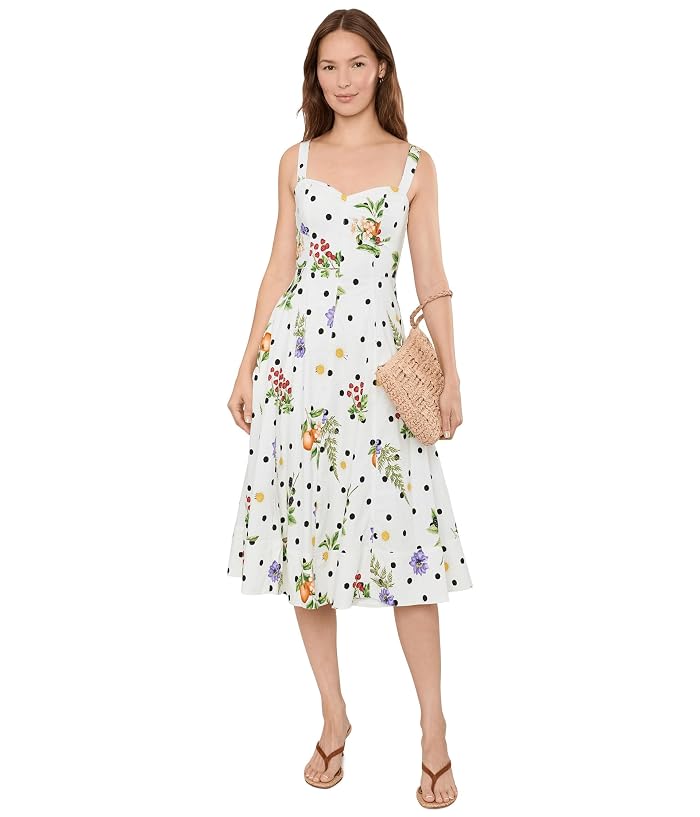 Avec Les Filles Floral Cotton Sweetheart Fit & Flare Midi Dress - Image 2