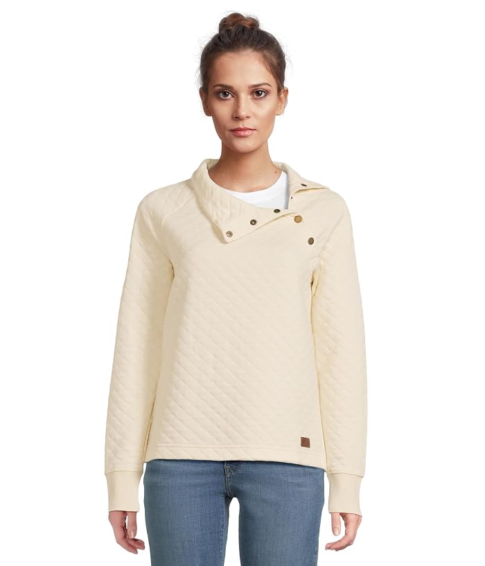 L.L.Bean Quilted Sweatshirt Pullover Snap Neck