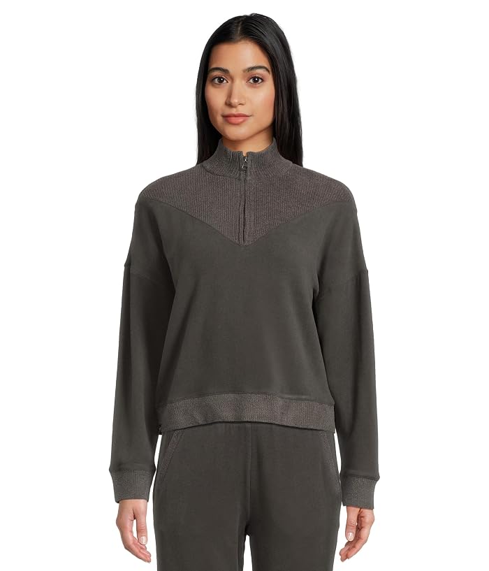 Barefoot Dreams Brushed Fleece With Cozychic Ultra Lite® Rib 1/2 Zip Pullover