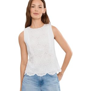 Vince Camuto Embroidery Front Sleeveless Blouse