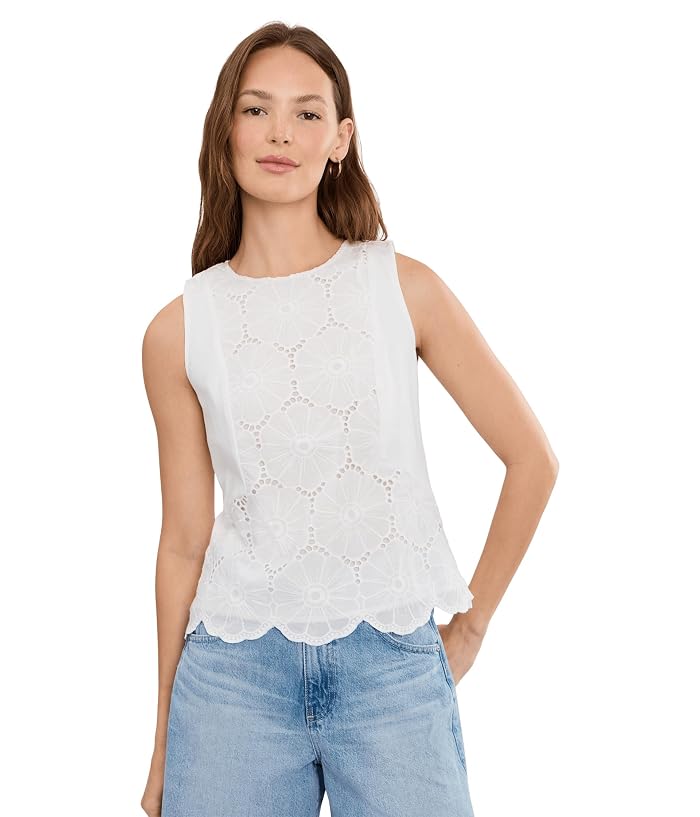 Vince Camuto Embroidery Front Sleeveless Blouse