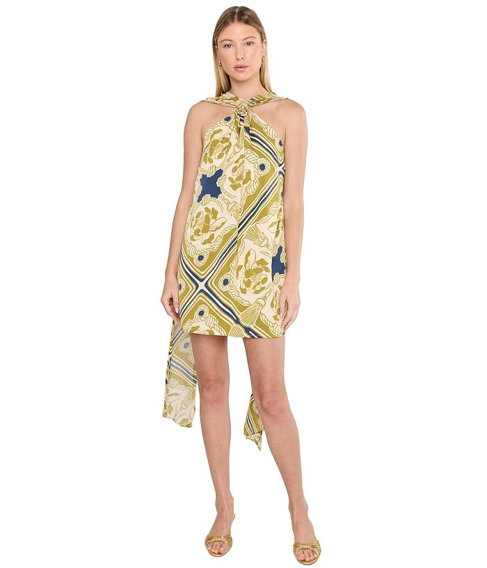 Avec Les Filles Satin Halter Scarf Mini Dress