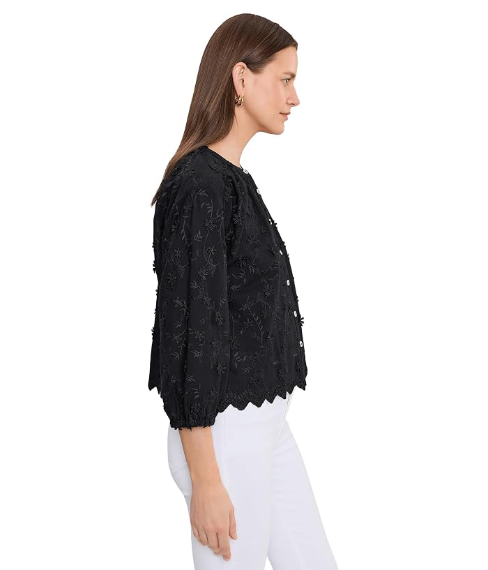 Mod-o-doc 3/4 Sleeve Crew Neck Lace Top - Image 3