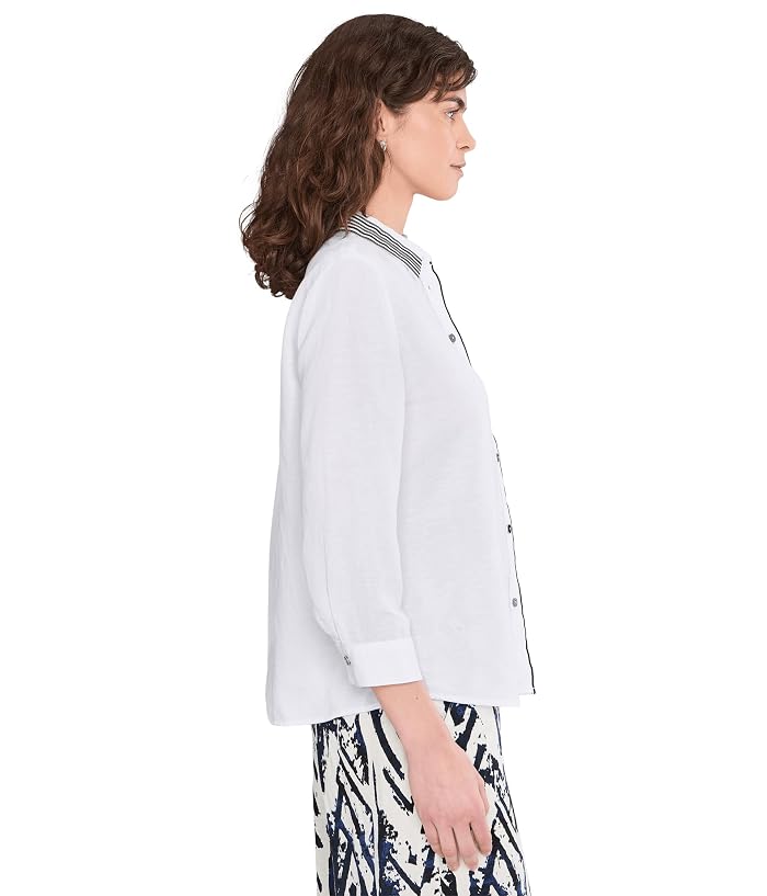 NIC+ZOE Stripe Trim Linen Shirt - Image 3