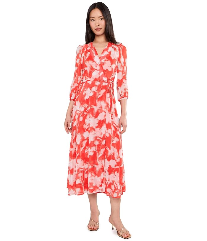Calvin Klein Long Sleeve Floral Chiffon Self Tie Midi - Image 2