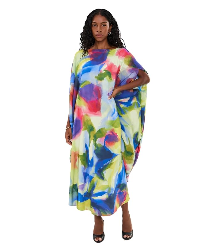 Natori Kumo - Printed Stretch Satin Circle Caftan