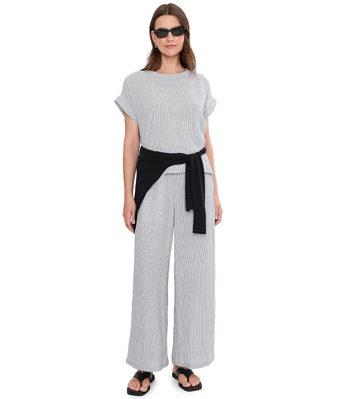 Eileen Fisher Striped Organic Cotton Gauze Ankle Pant - Image 2