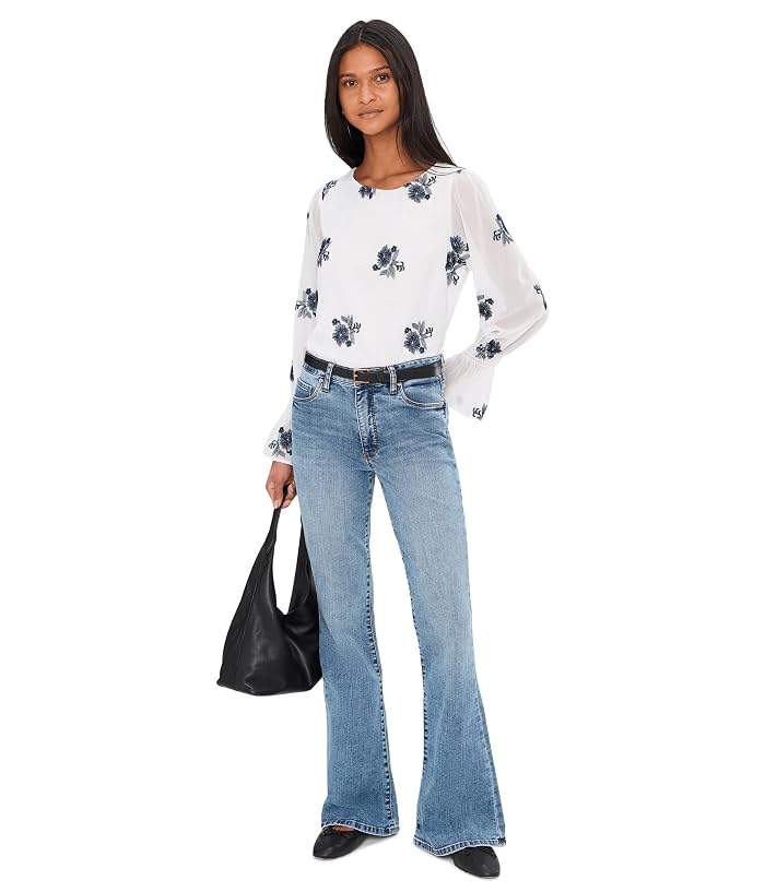 CeCe Embroidered Long Sleeve Smocked Cuff Blouse - Image 2