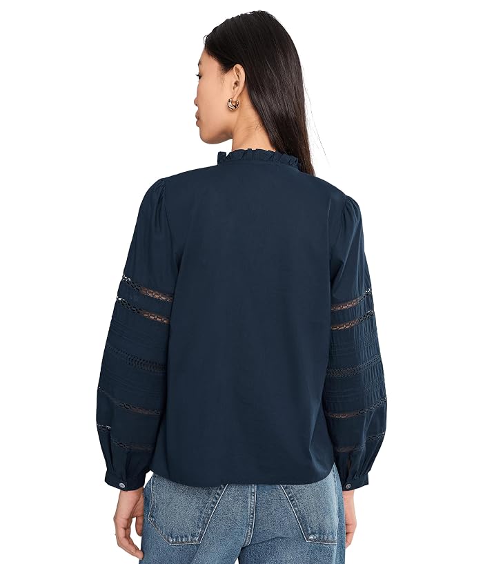 Madewell High-Neck Lace-Insert Pintuck Top - Image 4