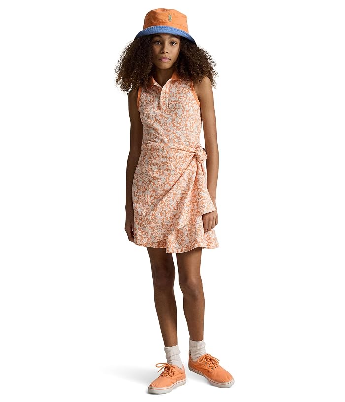 Polo Ralph Lauren Kids Pineapple Faux-Wrap Mesh Polo Dress (Big Kid) - Image 3