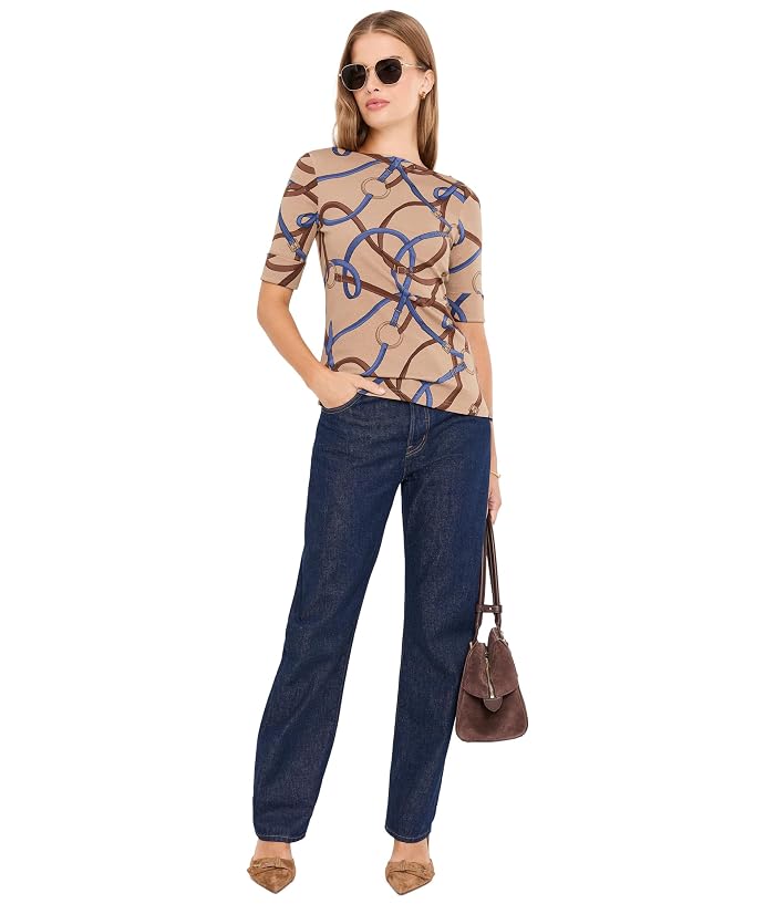 Lauren Ralph Lauren Petite Belting-Print Cotton Boatneck Tee - Image 2